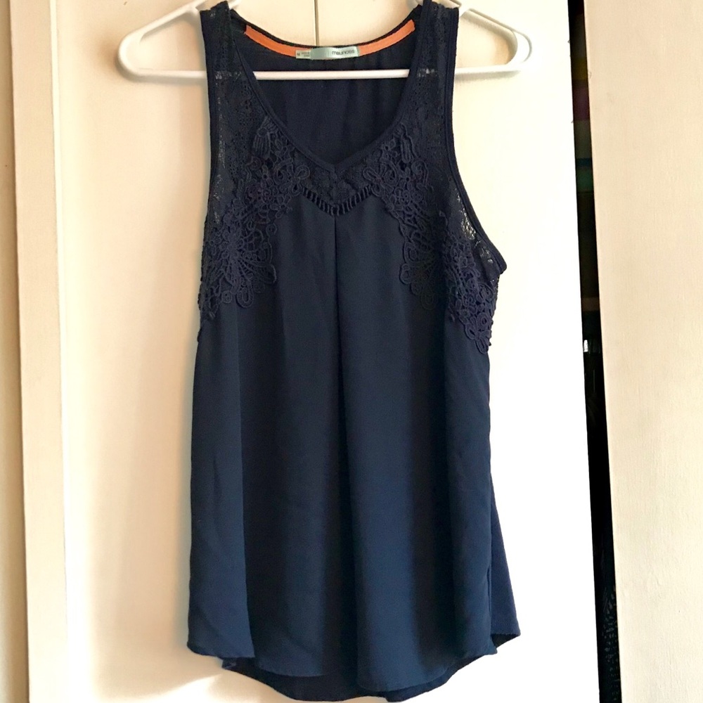 Maurice’s Navy Lace Trimmed Front Tank